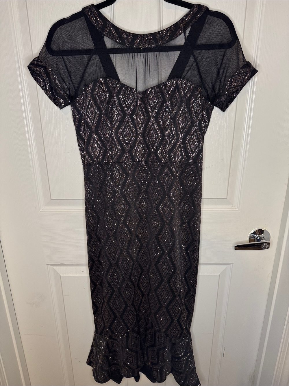 Enfocus Studio Black Dress with Rose Gold Metallic Accents